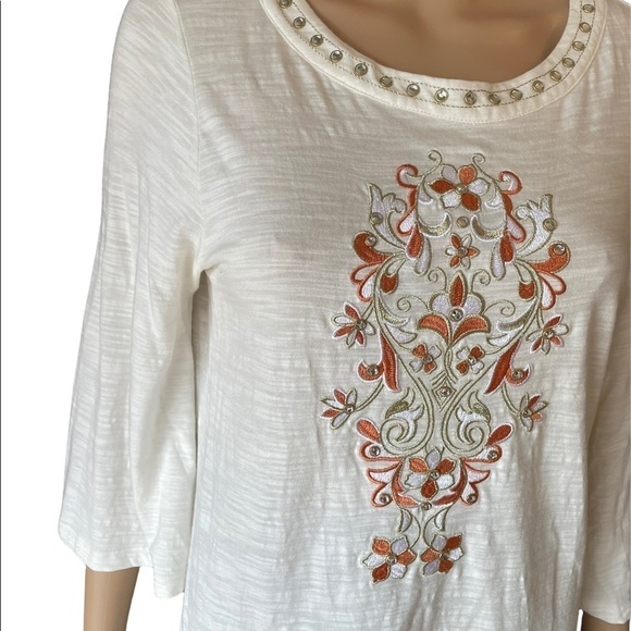 Belle by Kim Gravel Tops - BELLE By KIM GRAVEL EMBROIDERED TUNIC TOP SIZE XS